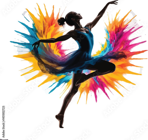 Dancer Silhouettes, Colorful Motion, Vector Set