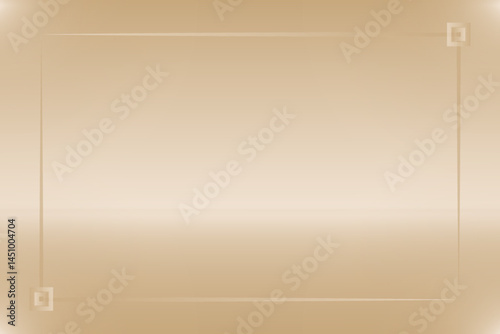 Elegant beige gradient background template with a glossy transparent frame. Perfect for product mockups, elegant background, invitations, and minimalist design themes.