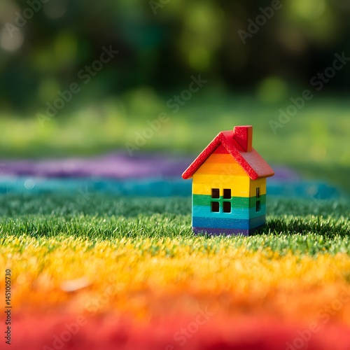 Wallpaper Mural Rainbow house standing on grass representing lgbtq family Torontodigital.ca