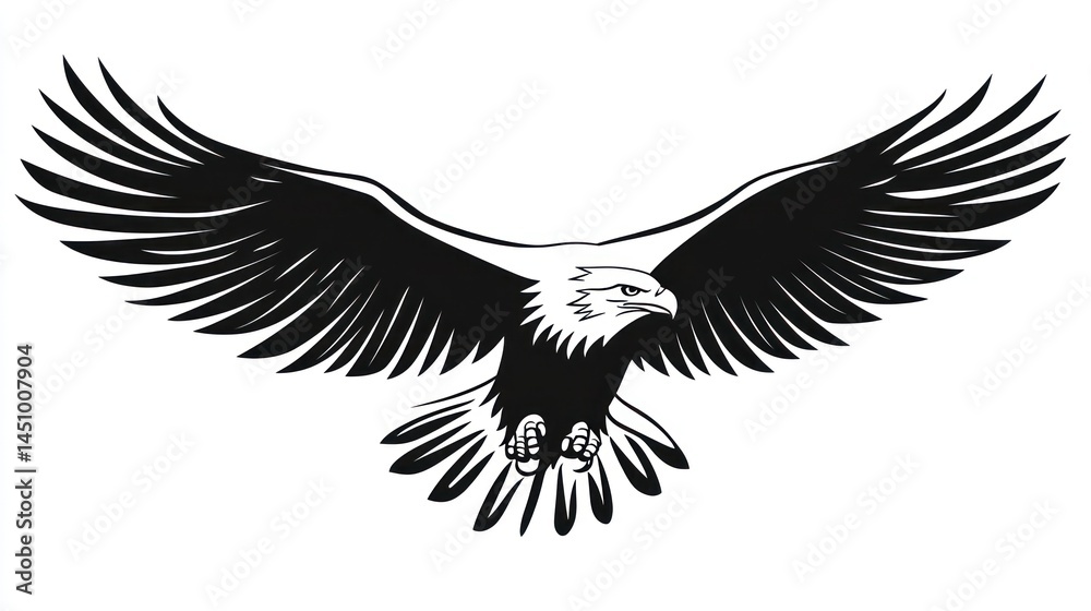 Naklejka premium Eagle in Flight, White Background
