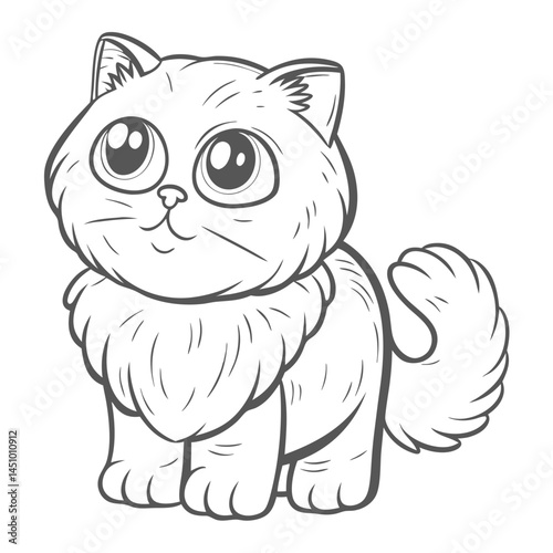 Cute British Shorthair Cat Cartoon Outline