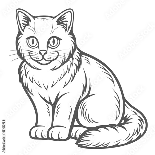 Chartreux Cat Line Art Illustration