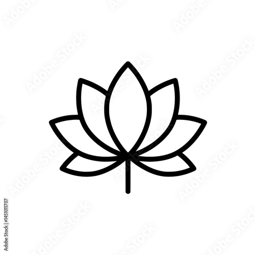 Lotus flower line icon vector on white background SVG