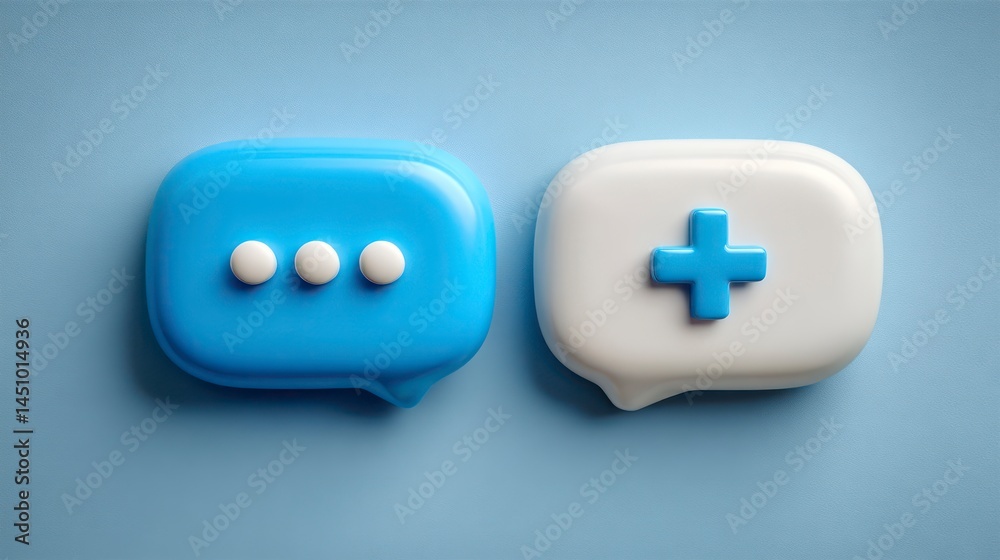 Fototapeta premium Communication and Healthcare Symbols Represented in Modern Icons