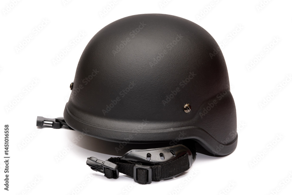 Fototapeta premium Tactical military helmet for special forces. Rugged army helmet on a white background, used in tactical and combat missions.