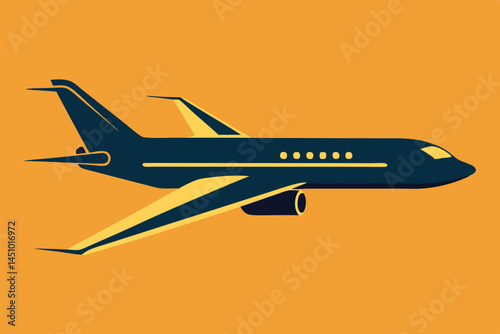 Vector illustration of an airplane in a bold color scheme, capturing flight, adventure, and travel in a dynamic and modern style