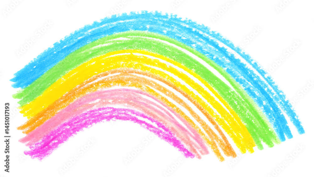 Fototapeta premium Photo grunge hand drawn colorful scribble wax pastel, rainbow crayon isolated on white, clipping path.PNG