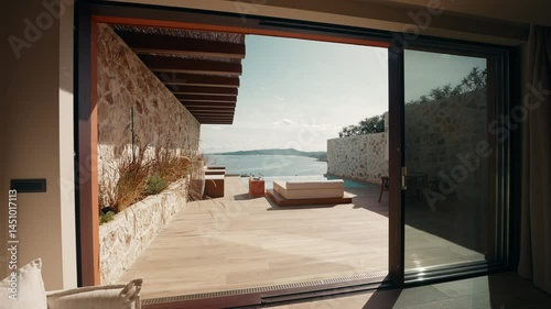 Wallpaper Mural Luxury Villa Terrace with Ocean View and Pool Lounge Area Torontodigital.ca