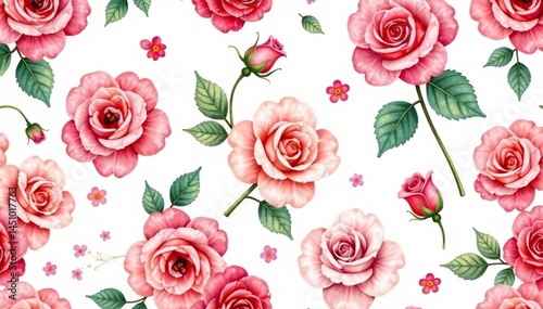 Delicate watercolor roses, seamless repeat pattern, art, spring, rose pattern