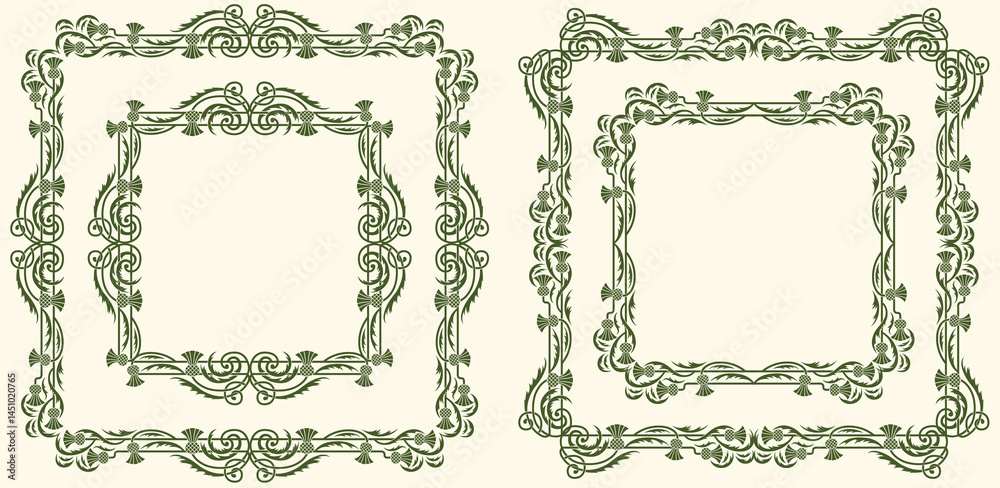 A set of vintage decorative floral ornamental frames and borders. 