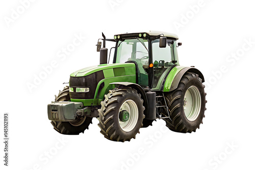 Agricultural green tractor on transparent background. PNG