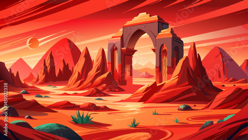 Wadi Rum's red dunes and stone arches create a surreal, Martian landscape