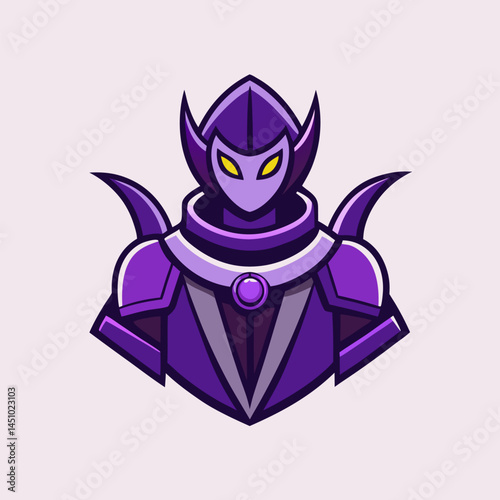 Mystical Purple Knight: A formidable knight, clad in gleaming purple armor with captivating yellow eyes, exuding an aura of strength and intrigue.