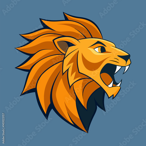 Roaring Lion Head: A powerful and majestic lion's head, captured in vibrant detail, showcasing the king of the jungle's raw strength and untamed spirit. 