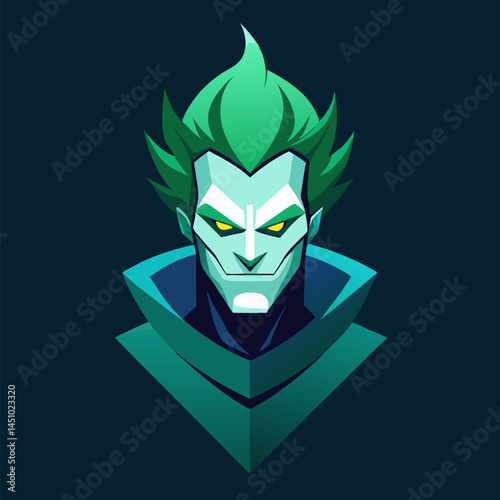 Sinister Portrait: An unsettling digital illustration of a character with a sinister appearance, set against a dark background, creating an atmosphere of mystery and intrigue. 