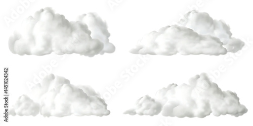 
set of Fluffy cloud png cut out element 