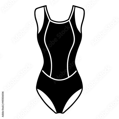 Minimal Swimsuit Vector on WhiteMinimal Leotard Vector on White