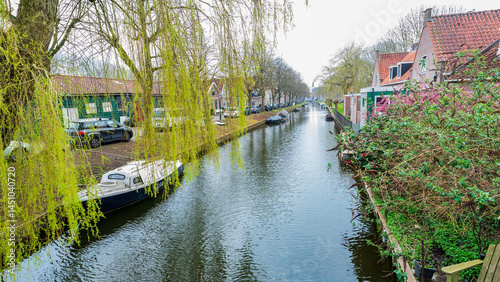 Foto Scene of the water canals at Edam, Netherlands