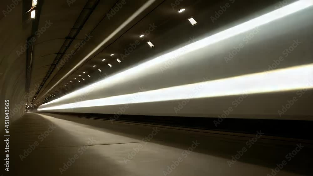 Illuminated Tunnel Interior with Subtle Shadows and a Bright Exit in the Distance Illuminated Tunnel Interior with Subtle Shadows and a Bright Exit in the Distance