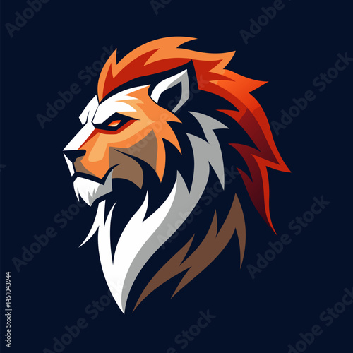 Wallpaper Mural Majestic Lion Head: A striking illustration of a lion's head, capturing the fierce and noble essence of the king of the jungle. Detailed artwork evokes strength, power, and regal presence. Torontodigital.ca