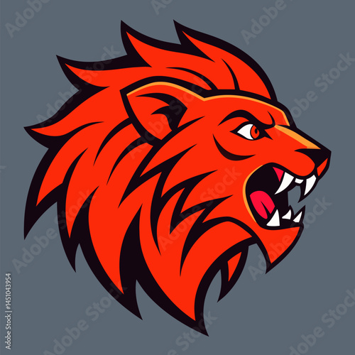 Lion's Roar: A dynamic illustration showcases a roaring lion's head in vibrant shades of orange and red, capturing the raw power and intensity of the king of the jungle.