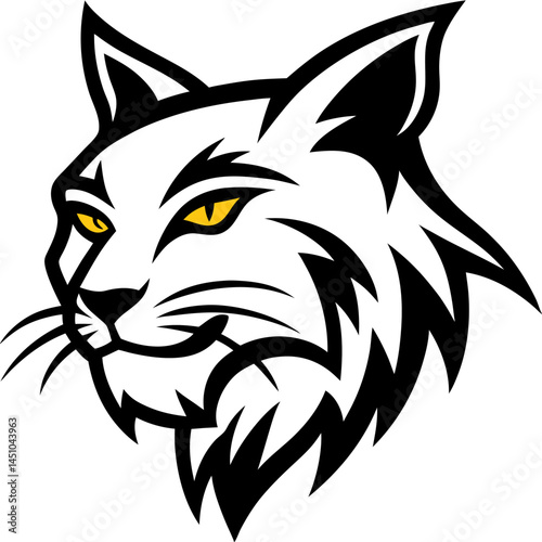 Bobcat Head: Fierce bobcat head in a striking vector illustration.