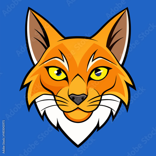 Fox Illustration: A captivating illustration of a fox's head with its bright eyes and distinctive features against a striking blue backdrop.