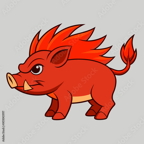 Fiery Wild Boar: A vibrant, stylized illustration depicts a fierce wild boar, exuding energy and a touch of playful aggression. The image shows the wild boar's distinct features and dynamic design.