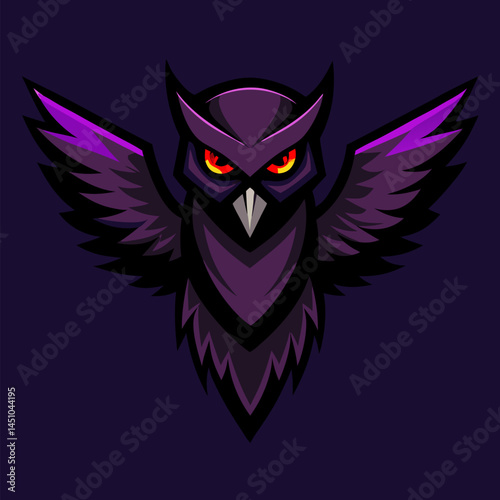 Majestic Owl Illustration: A captivating illustration of an owl, rendered in a striking artistic style, with open wings. Showcasing the beauty of nature.