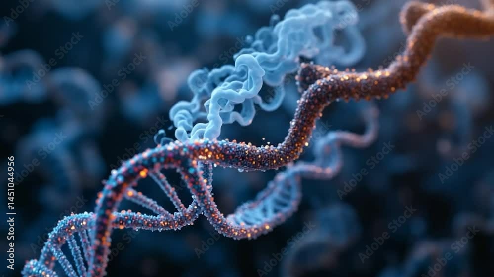Detailed three dimensional representation of a dna strand with smoke effect Detailed three dimensional representation of a dna strand with smoke effect