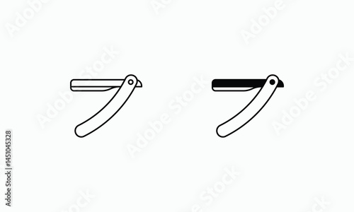 Straight Razor icons set Line and Glyph black vector icon stock illustration