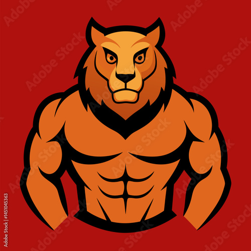 Strength and Determination: a stylized illustration of a muscular tiger, radiating power and fierce determination. Embodying the essence of strength and willpower.