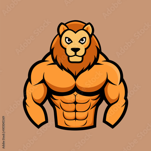 Strong Lion: A powerful and muscular lion embodies strength and confidence, rendered in a bold and dynamic illustration.
