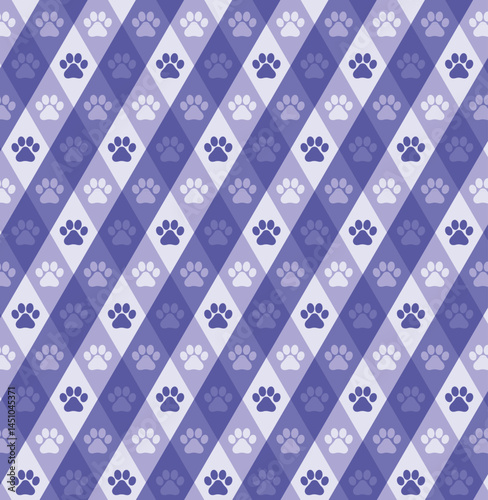 Paw Print Plaid Pattern - Purple