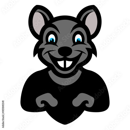 Smiling Mouse Mascot: A friendly smiling mouse mascot, with its charming grin and alert gaze, radiates a sense of playful energy, embodying the essence of a welcoming, cheerful persona.