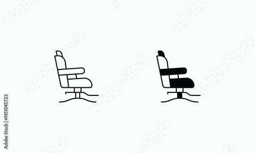 Barber Chair icons set Line and Glyph black vector icon stock illustration
