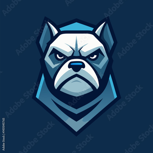 Aggressive Bulldog Mascot Design: An imposing graphic design of a bulldog mascot, radiating a powerful aura. Perfect for branding, representing strength, loyalty and determination.