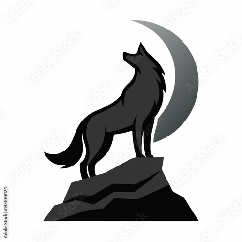 Lone Wolf's Serenade: A solitary wolf, silhouetted against the moon, embodies strength, freedom, and the untamed spirit of the wilderness.