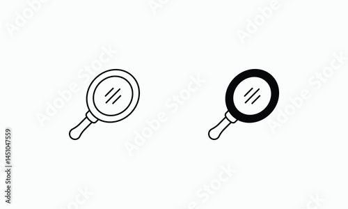 Hand Mirror icons set Line and Glyph black vector icon stock illustration
