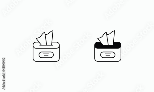 Wet Napkin icons set Line and Glyph black vector icon stock illustration