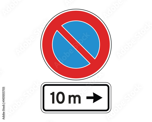 Free Download No Standing Road Sign with Action Zone Panel – High Quality Vectorial Stock Image - GFXLoad