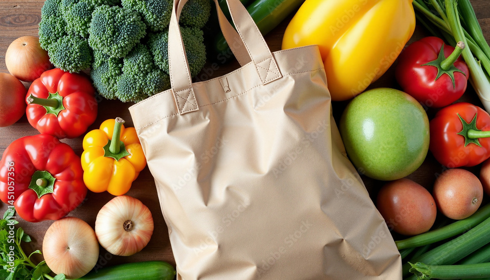 Eco bag with fresh vegetables for Earth Day