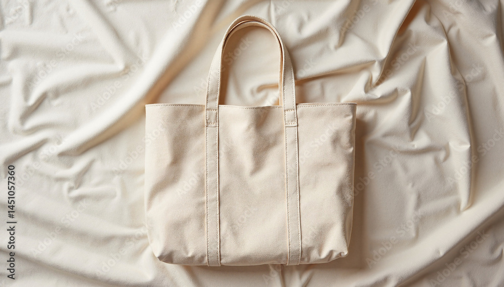 Eco Bag for Earth Day on Beige Fabric Background