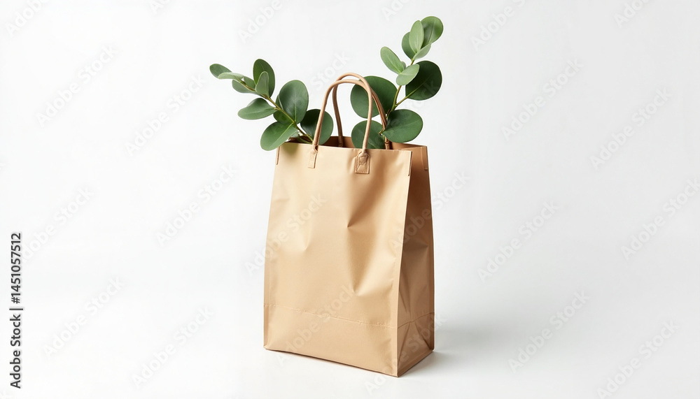 Eco bag with plants representing Earth Day, minimalist style