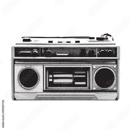 vintage ghetto blaster stereo halftone grunge vector design element