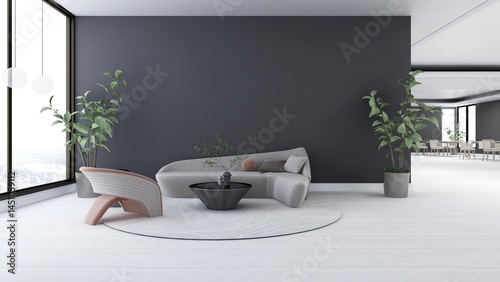 office wooden lobby waiting room for company wall logo mockup
