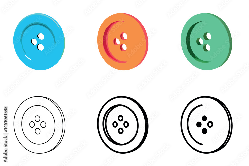 buttons in different shapes and designs, suitable for fashion and clothing applications line art icon set buttons in different shapes and designs, suitable for fashion and clothing applications line art icon set