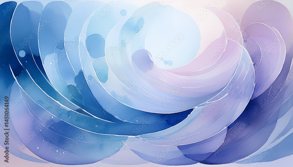 Fototapeta premium abstract watercolor gradient featuring circular forms in soft blue and lavender tones evokes a minimalist serene ambiance