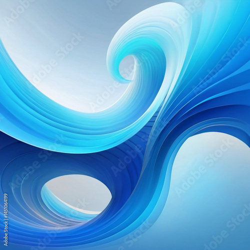 Flowing 3D blue sea ocean waves create an abstract representation of fluid dynamics, evoking calmness and depth in a minimalist design that enhances digital creativity. Generative AI