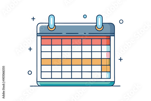 calendar with colorful blocks for easy scheduling and planning, designed in a fun and modern flat style